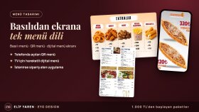 restoran menüsü, QR menü ve dijital menü ekranı tasarlarım