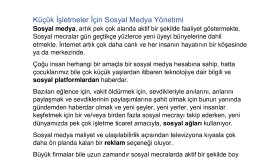 Küçük İşletmeler için Sosyal Medya Yönetimi