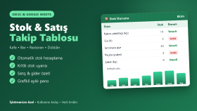 işletmeniz için Excel stok ve satış takip tablosu yaparım