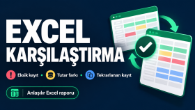 Excel dosyalarını karşılaştırıp farkları raporlarım