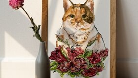 Cat in flowers