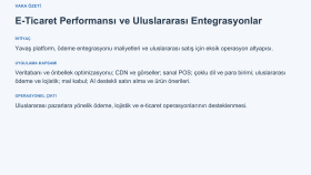 E-Ticaret Performansı ve Uluslararası Entegrasyonlar