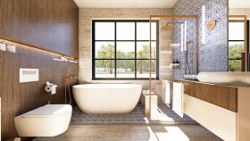Mermer Dokulu Lüks Banyo Tasarımı