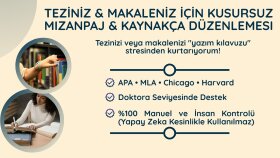 ben tez ve makale mizanpaj ve format düzenlemesi yaparım