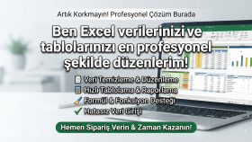 Excel verilerinizi  profesyonel şekilde düzenlerim