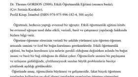 Thomas Gordon'nun - Etkili Öğretmenlik Eğitimi Kitabı