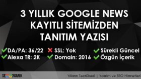 3 yıllık google news kayıtlı haber sitemiz