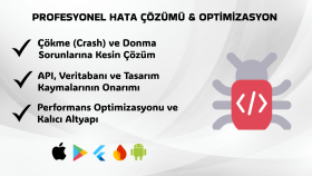 Flutter projenizdeki bugları çözer ve performansı artırırım
