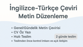 İngilizce-Türkçe çeviriler yapar, metinlerinizi düzenlerim