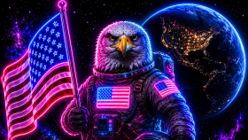 Kozmik Kel Kartal - USA Temalı Dijital İllüstrasyon