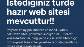İstediğiniz türde hazır web sitesi mevcuttur!!