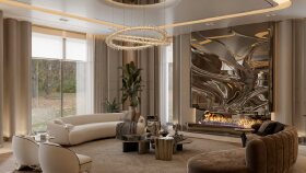 Heykelsi Detaylarla Villa Yaşam Alanı