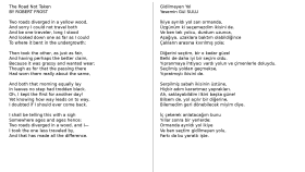Robert Frost'un The Road Not Taken Şiirinin Çevirisi