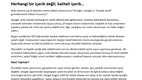 Herhangi bir içerik değil, kaliteli içerik…
