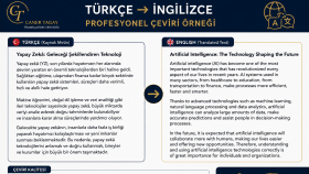 Türkçe İngilizce Çeviri Örneği 