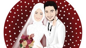 gelin ve damat illüstrasyonu