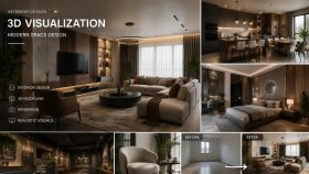 modern ve gerçekçi 3D mekan tasarımları yaparım