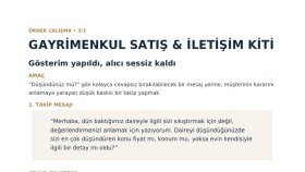 Gayrimenkul Satış & İletişim Kiti – Örnek Çalışma