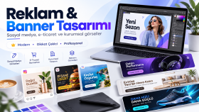 e-ticaret siteniz için modern reklam bannerları tasarlarım