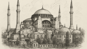 Ayasofya Camii - Karakalem Çizim