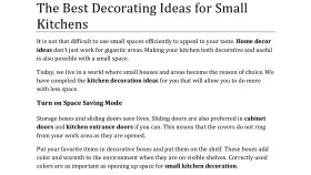 The Best Decoration Ideas for Small Kitchens