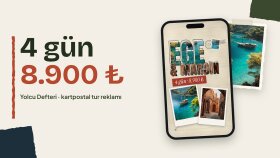 Yolcu Defteri kartpostal tarzı tur reklamı