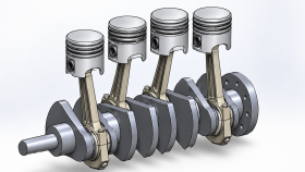 4 Silindirli Krank-Piston Mekanizması 3D CAD Tasarımı