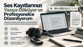 ses kayıtlarını yazıya döküyor ve profesyonelce düzenliyorum