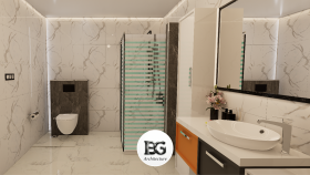 Aydınlık ve Fonksiyonel Modern Banyo 3D Render