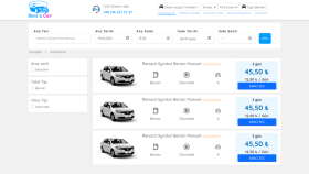Rent a car v01 Araç Filtreleme sayfası