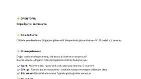 Doğal içerikli cilt bakımı serumu- ürün açıklaması örneği