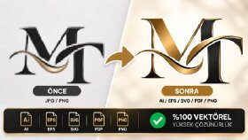 Pikselli Monogram Logoyu Vektörel Formata Dönüştürme