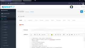 Opencart Ürün Girişi 