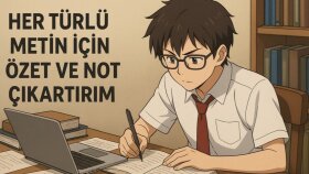 her türlü metin için özet veya not çıkartırım