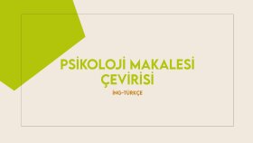 Psikoloji Makalesi Çevirisi