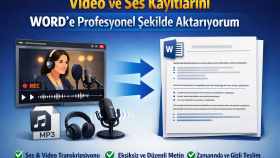 ses ve video kayıtlarını eksiksiz düzenli metne dönüştürürüm