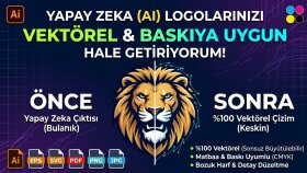 yapay zeka logolarınızı baskıya uygun vektöre çeviriyorum