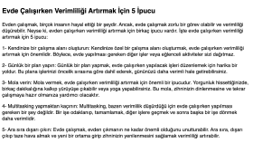 Evde Çalışırken Verimliliği Artırmak İçin 5 İpucu