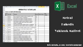 REF36 - Excel, Hakediş, Metraj, Maliyet İşleri
