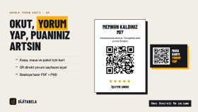 Google yorumlarınız için QR kodlu yorum kartı tasarlarım