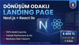 next.js ve react ile dönüşüm odaklı landing page hazırlarım