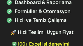 excel ile raporlama, dashboard ve otomasyon yaparım