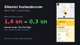 sitenizi hızlandırır ve teknik SEO altyapısını kurarım