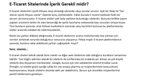 E-Ticaret Sitelerinde İçerik Gerekli midir?