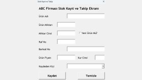 Örnek: Stok Kayıt ve Takip Ekranı