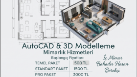 SketchUp ile 3D model ve AutoCAD ile çizim yaparım