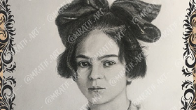 Frida Kahlo Kara kalem portre