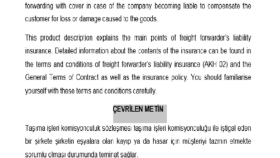 Sigorta Sözleşmesi Çevirisi (İNG-TR)