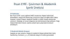 Modern ve Basın Arapçası Hakkında Yaptığım İşler