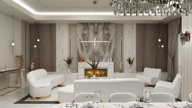 Tasarımını üstlendiğim villanın giriş ve salon alanları 